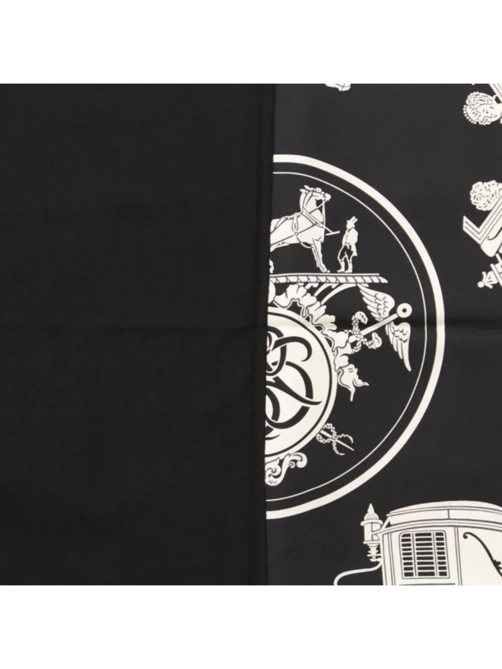 Hermes Carre Hybrid 90 Silk Wool Ex Libris Scarf Black White - Picture 6 of 10